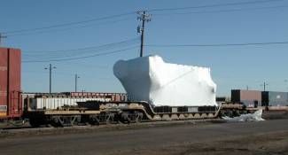 Wrapped item on rail car