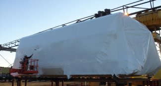 Large wrapped military equipment