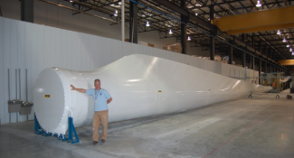 A wrapped wind turbine blade